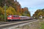 Leider auch schon Geschichte, seit Dezember 2013: 111 201-0 mit RE 79017 München Hbf - Salzburg Hbf, am 22.10.2013 bei der Einfahrt nach Aßling(Oberbay).