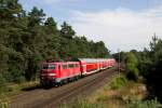 111 134-3 mit dem RE 14111 (Emden Hbf - Münster (Westf) Hbf) bei Haren (Ems) am 13.07.14