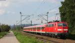 RB 26574 (Schliengen-Offenburg) mit Schublok 111 062-6 bei Denzlingen 1.8.14