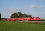 111 023 mit RE 79032 (Salzburg Hbf–Mnchen Hbf) am 14.10.2011 zwischen Bernau und Prien am Chiemsee