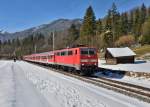 111 174 mit einer RB nach Innsbruck am 16.03.2013 bei Klais. 