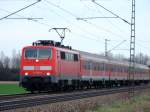 RB 32124, gezogen von 111 223 am 18.03.2007 kurz nach Plattling.