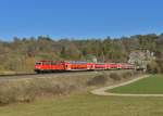 111 207 mit einer RB am 17.03.2016 bei Solnhofen.