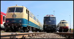 111 001 E10 348 und 103 235 beim Tag der offenen Tür bei der WestFrankenBahn in Miltenberg am 01.05.16