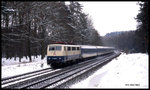 111102 fuhr am 21.1.1996 um 13.05 Uhr mit dem IR 2430 durch den Wald im Wiehengebirge bei Ostercappeln in Richtung Osnabrück.