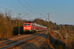 111 056 mit einem RE am 09.03.2016 bei Laaber.