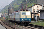 111 001-4 mit E03 001 und 103 235-8 aus dem DB Museum Koblenz-Lützel auf dem Weg nach Hannover in Kaub 27.7.2016