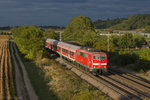 Dunkle Wolken ziehen am Abend des 4. Oktober 2016 über dem Schwarzwald auf, als 111 062 mit ihrer RB 17033 auf dem Weg nach Basel den kleinen Ort Hügelheim passiert.