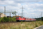 111 203 mit Modus-Wagen am 4. August 2009 in Würzburg-Zell.