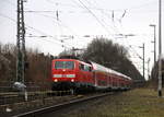 111 158 DB kommt die Kohlscheider-Rampe hoch aus Richtung Neuss,Herzogenrath mit dem RE4 aus Dortmund-Hbf nach Aachen-Hbf und fährt durch Kohlscheid in Richtung Richterich,Laurensberg,Aachen-West,Aachen-Schanz,Aachen-Hbf. 
Aufgenommen vom Bahnsteig 1 in Kohlscheid.
Bei Wolken am Kalten Nachmittag vom 4.2.2017.