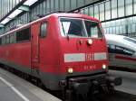111 161 steht am 15.02.2004 abfahrtbereit in Stuttgart Hbf um ihren Regionalexpress nach Heilbronn zu befrdern.