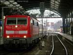 111 150 mit RE9 (4875) steht abfahrsbereit in Aachen Hbf 28.3.2009