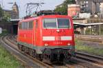 Die 111 013-9 fuhr als Lz durch Wuppertal Steinbeck, am 11,08,09