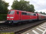 111 157-4 mit einem Regionalexpress im Bahnhof Leverkusen Mitte am 24.8.2010