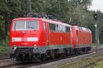 Die demulierte 111 154 am 9.9.10 in Ratingen-Lintorf