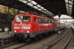 Zwei Wochen vor Einsatzende auf dem RSX steht 111 096 am 24.11.2012 im Aachener Hbf.