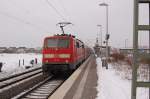 111 114 schiebt am Samstagnachmittag den 26.1.2013 den RE7 durch Allerheiligen nach Krefeld.