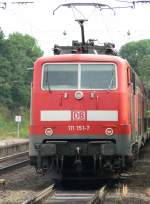 BR 111 151-7 am Bf Lindern,Fahrtrichtung Mnchengladbach, 04.08.2006