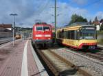 3-Lwen-Takt Radexpress  Murgtler  erwischt im Schwarzwald. Bespannt wurde der mit grtenteils Hobbyradlern besetzte Zug mit der 111 033-7