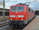 111 097 vor Abfahrt mit RE 4572 Mannheim Hbf – Biblis – Gro Gerau-Dornberg – Frankfurt (Main) Hbf / Riedbahn, KBS 655; 24.11.2013 