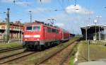 Am 06.05.2015 kam die 111 134-3 von der DB aus Richtung Magdeburg nach Stendal und fuhr weiter in Richtung Wittenberge .
