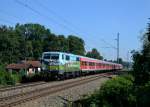 111 039 mit einem RE nach Mnchen am 07.09.2013 bei Moosburg.
