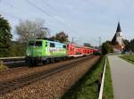Die 111 039 mit einem RE nach München am 12.10.2013 unterwegs bei Hausbach.