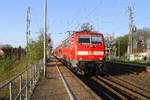 111 115 DB kommt die Kohlscheider-Rampe hoch aus Richtung Neuss,Herzogenrath mit mit dem RE4 aus Düsseldorf-Hbf nach Aachen-Hbf und fährt durch Kohlscheid in Richtung