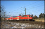 Dedensen Gümmer am 9.1.2003: DB 111087-3 kam um 10.51 Uhr mit einem Dosto in Richtung Hannover HBF vorbei.