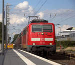 111 125 DB kommt die Kohlscheider-Rampe hoch aus Richtung Neuss,Herzogenrath mit dem RE4 aus Dortmund-Hbf nach Aachen-Hbf und fährt durch Kohlscheid in Richtung