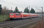 Mit einem RE von Bielefeld nach Braunschweig fuhr 111 144 am 11.04.13 durch Ahlten.
