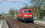 Am 10.04.19 rollte die Ulmer 111 110 auf Probefahrt durch Wittenberg-Altstadt Richtung Dessau zum dortigen Bahnwerk.