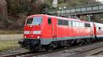 Die Stuttgarter 111 189 zog am 15.02.20 den Fußballsonderzug RB 38975 von Ludwigshafen nach Sinsheim.