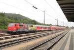 111 024 abgestellt am 25.06.2013 mit ihrem RE im Bahnhof Treuchtlingen.