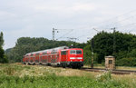 Am Nordrand von Lampertheim wurde 111 100 mit dem RE Frankfurt (Main) - Mannheim dokumentiert.