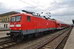 112 164 macht sich am 7.4.2017 mit der RB40 (RB16419) von Braunschweig Hauptbahnhof nach Burg(Magdeburg) im Magdeburger Hauptbahnhof auf den Weg.
