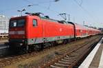 112 133 verlässt am 14.5.2017 mit dem RE3 (RE3305) von Stralsund Hauptbahnhof nach Berlin Hauptbahnhof (tief) den Bahnhof Berlin Lichtenberg.