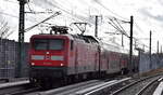 DB Regio AG - Region Nordost, Fahrzeugnutzer: Regionalbereich Berlin/Brandenburg, Potsdam mit ihrer  112 120  (NVR:  91 80 6112 120-1 D-DB ) und dem RE3 nach Schwedt(Oder) am 31.01.25 Höhe