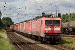 Nachschuss auf DB 112 171-4 als letzte Lok eines langen Lok Zuges bei ihrer letzten Reise zum Bender nach Opladen in Castrop-Rauxel 6.6.2025