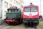 DB Museum 244 105-3 vom Thüringer Eisenbahnverein und DB 112 139-1 am 30.08.2025 beim Tag der offenen Tür (100 Jahre Bw Erfurt) im DB Werk Erfurt.