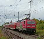 Am 25.09.2026 konnte ich 112 108 fotografieren als sie gerade den Bahnhof Greifswald verlassen hatte und passend zu ihren Spitznamen W�lkchen war es den Tag gut bew�lkt gewesen 