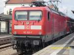 Regionalexpress nach Lutherstadt Wittenberge mit der 112 122 am 19.08.2008 in G�strow.