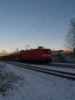 112 181-3 schiebt am 5.01.09 den RE 21570 Hamburg Hbf - L�beck Hbf aus Reinfeld (Holst.).