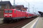 Und noch ein �lteres Foto gefunden: 114 040-9 steht abfahrbereit am 18.04.2006 im Bahnhof von L�bbenau/Spreewald.
