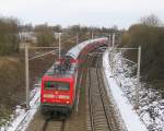 Frontschuss auf die 112 145-8 mit RE 21575 L�beck Hbf - Hamburg Hbf hier kurz vor Reinfeld (Holst.).