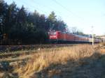 112 126-8 f�hrt mit ihrem RE dem Sonnenaufgang entgegen zwischen Hannover und Wolfsburg