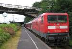 112 143-3 mit RE 21074 Flensburg-Padborg (D�nemark) auf Bahnhof Flensburg am 26-6-2007.