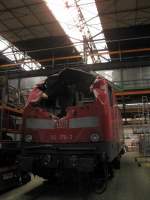 Die verungl�ckte 112 176-3 aus Kiel beim Tag der offenen T�r im AW Dessau.