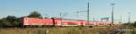 Panoramaaufnahme des RE 21428 Hamburg Hbf - L�beck Hbf bei der Einfahrt in Bad Oldesloe am 19.08.09.