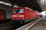 112 169(Beheimatungsanschrift N�rnberg!) steht am 14.03.10 mit einem RE Magdeburg - Halle(S) im Hbf Halle(S) und wartet auf die R�ckfahrt.